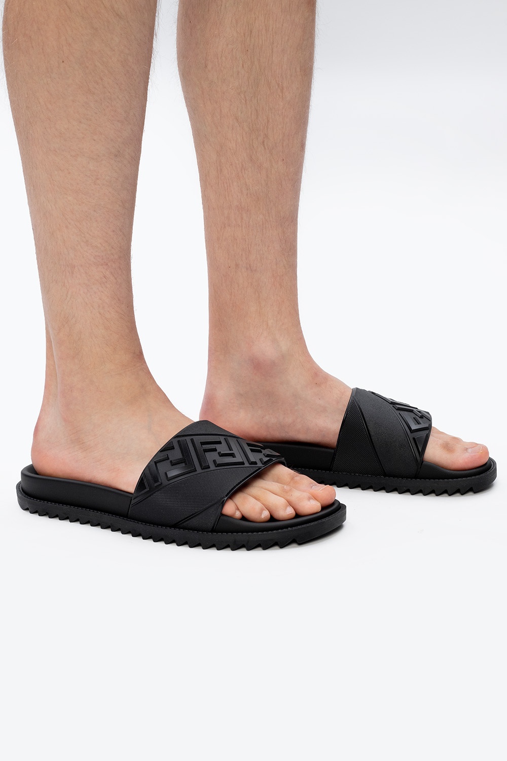 Fendi black slides hot sale